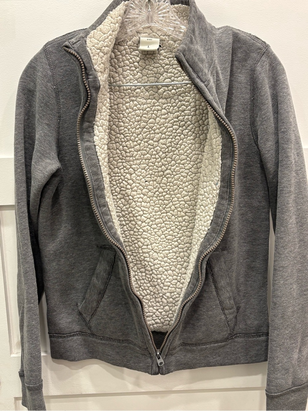 Abercrombie & Fitch Kids Gray Full-Zip Fleece Lined  with Moose Emblem - Picture 5 of 6